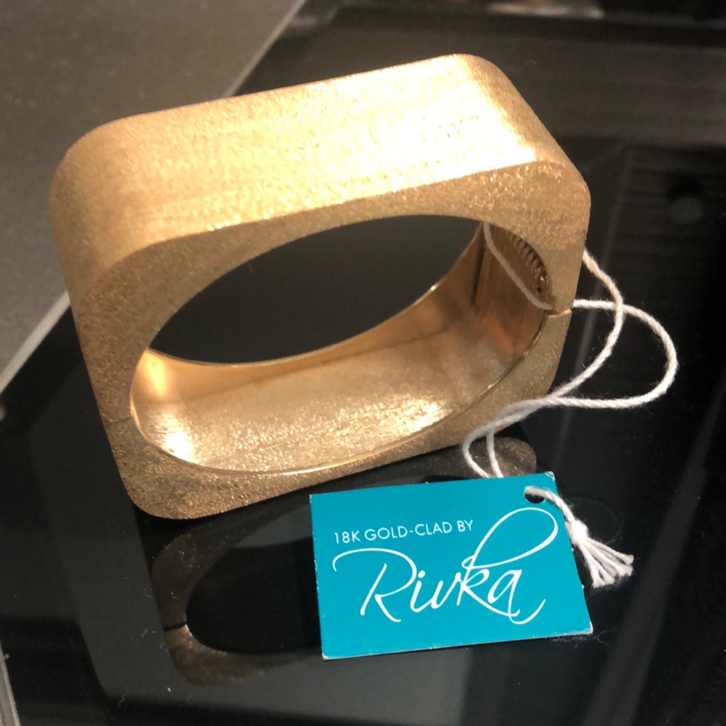 Nwt 18k Rivka Friedman Squre Hinged Cuff